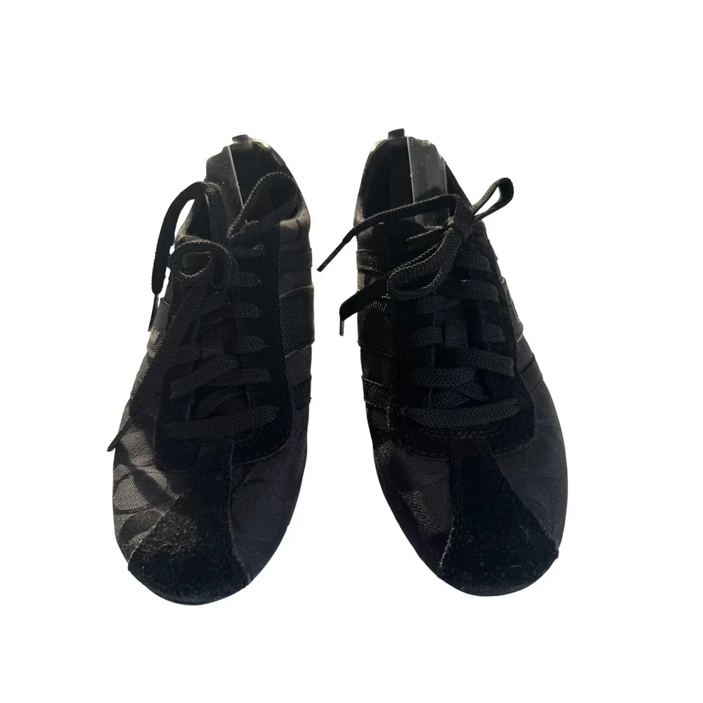 Coach Sneakers Women's 6.5‎ Black Silver Henrietta Signature Jacquard Low Top